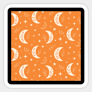 Abstract boho  moon pattern on orange background Sticker